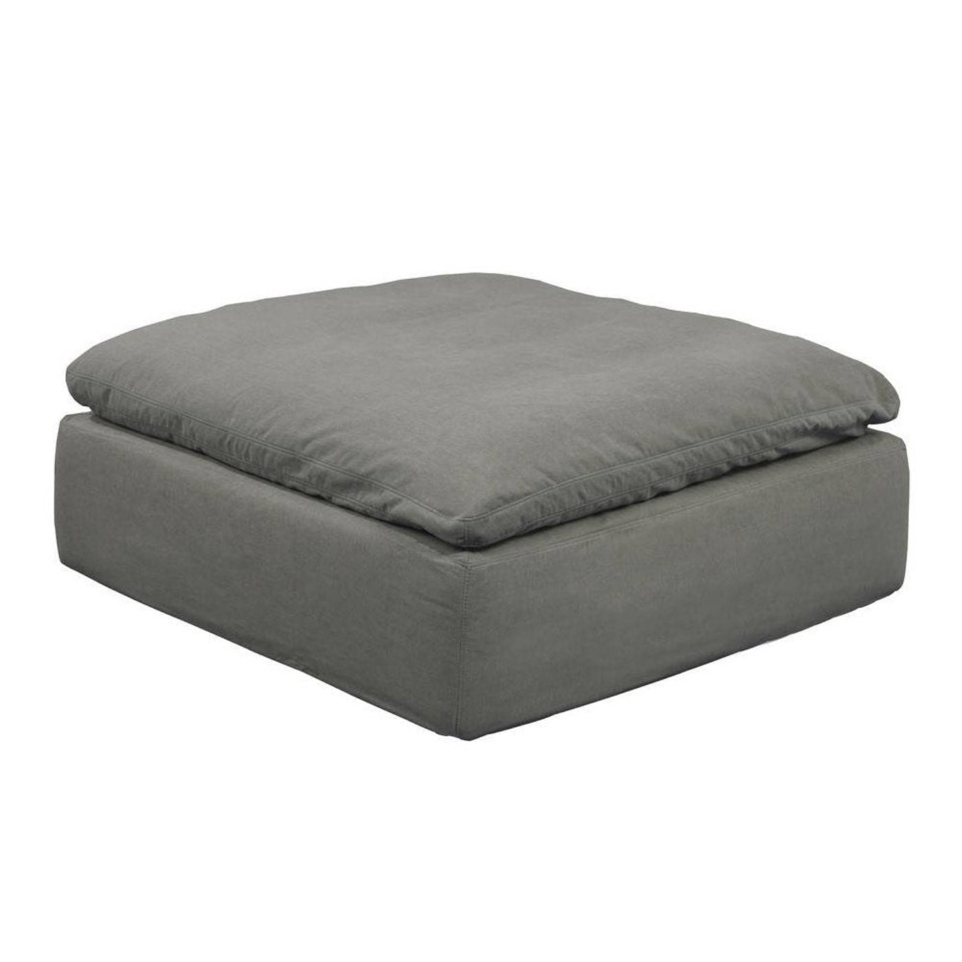 Sunset Trading Cloud Puff Slipcovered 44" Square Sectional Modular Ottoman | Stain Resistant Performance Fabric | Gray -   SU-145830-391094