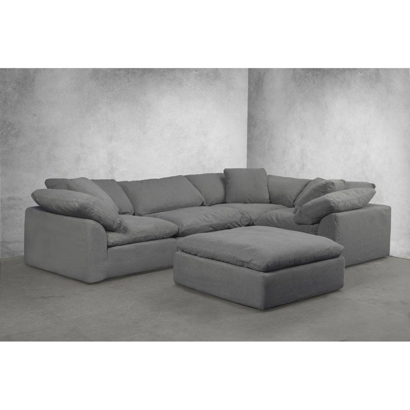 Sunset Trading Cloud Puff Slipcovered 44" Square Sectional Modular Ottoman | Stain Resistant Performance Fabric | Gray -   SU-145830-391094