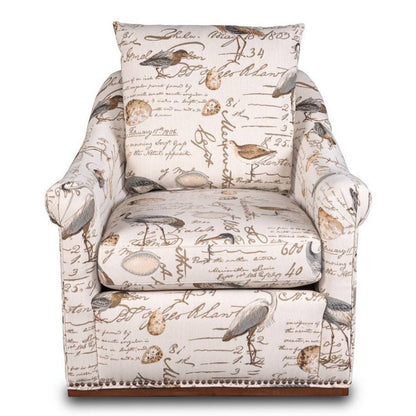 Sunset Trading Birdscript Swivel Chair | Low Back | Rolled Arms | Nailhead Trim -  SU-1593-93-854825