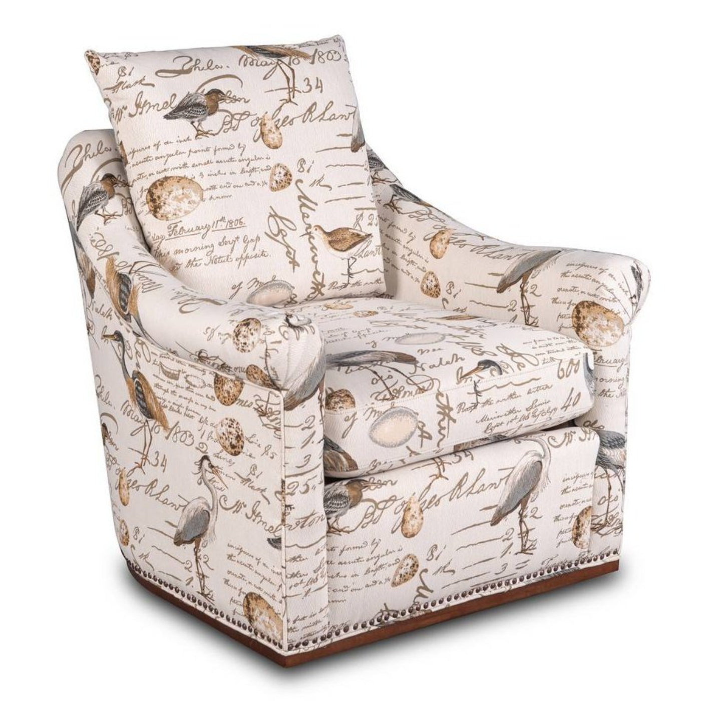 Sunset Trading Birdscript Swivel Chair | Low Back | Rolled Arms | Nailhead Trim -  SU-1593-93-854825