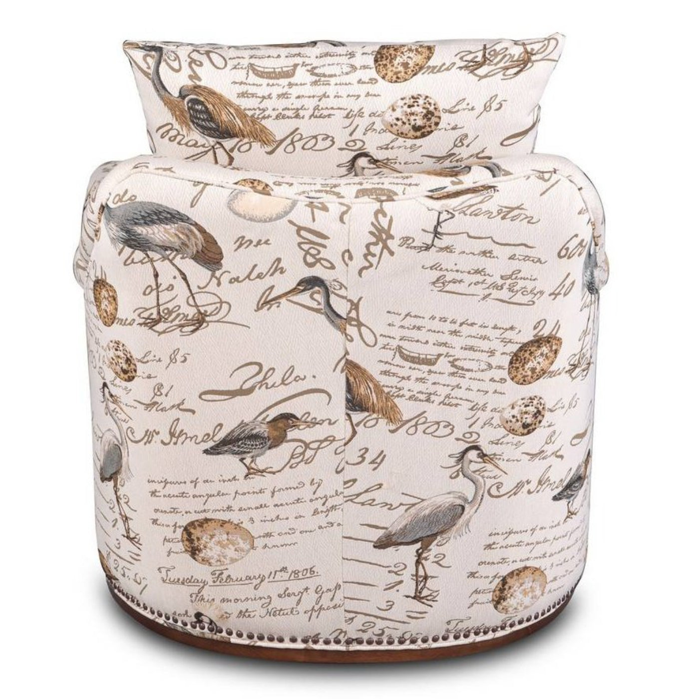 Sunset Trading Birdscript Swivel Chair | Low Back | Rolled Arms | Nailhead Trim -  SU-1593-93-854825