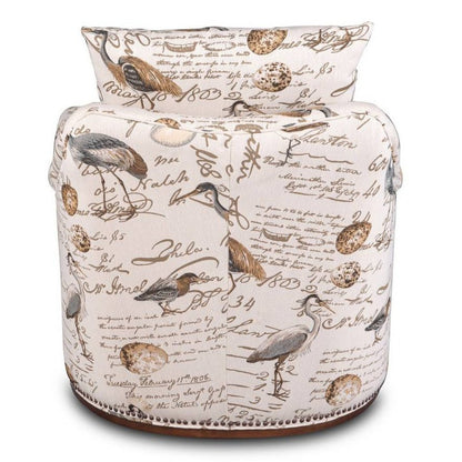 Sunset Trading Birdscript Swivel Chair | Low Back | Rolled Arms | Nailhead Trim -  SU-1593-93-854825