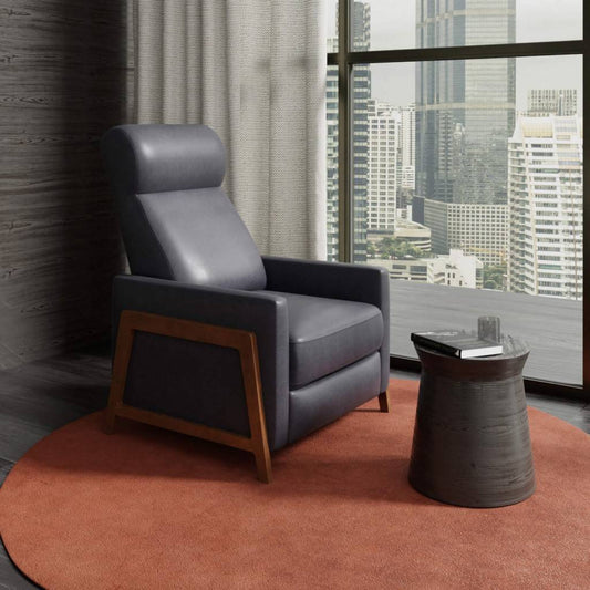 Sunset Trading Edge Pushback Leather Recliner | Manual Reclining Chair | Thin Track Arms | Gray -  SY-1357-86-9102-94