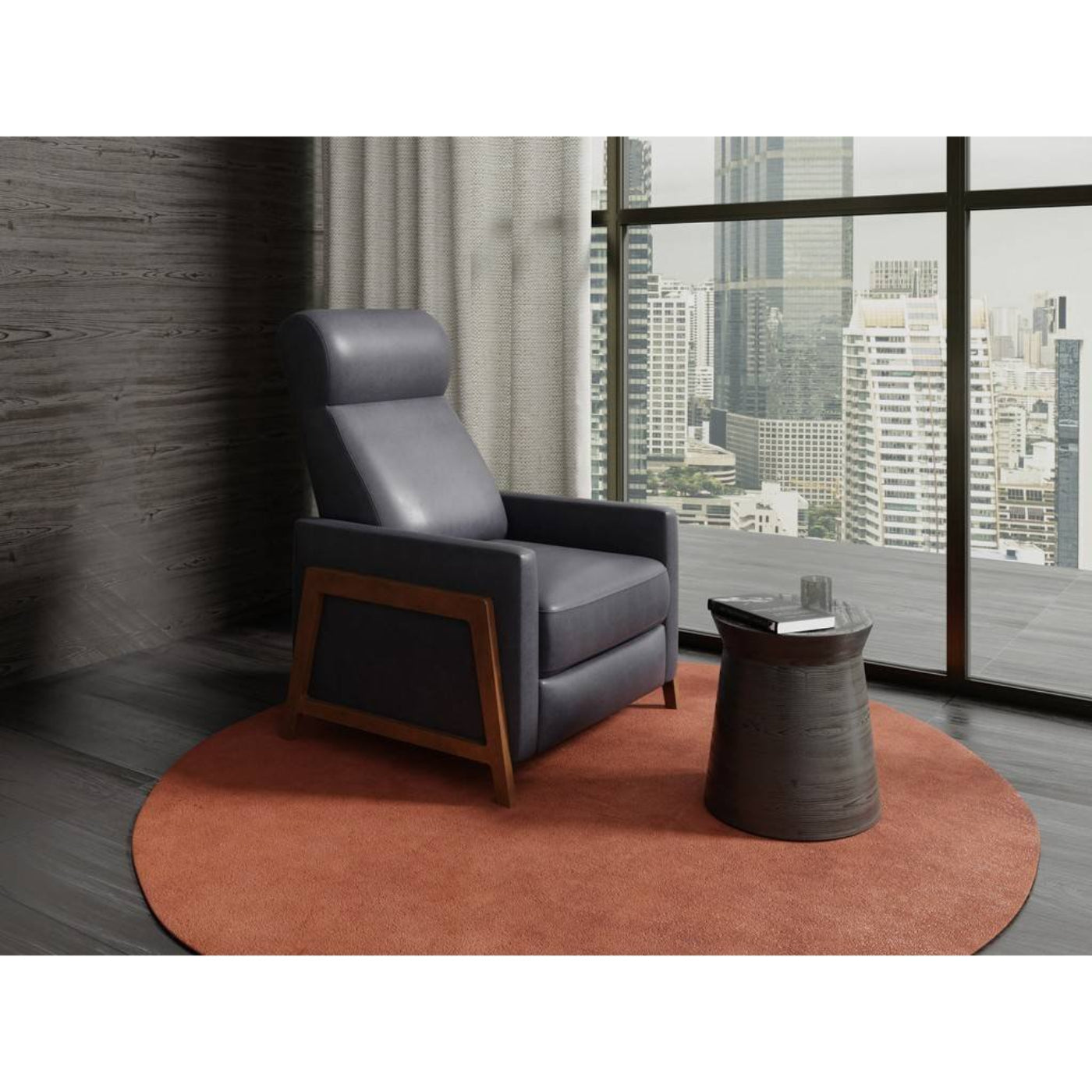 Sunset Trading Edge Pushback Leather Recliner | Manual Reclining Chair | Thin Track Arms | Gray -  SY-1357-86-9102-94