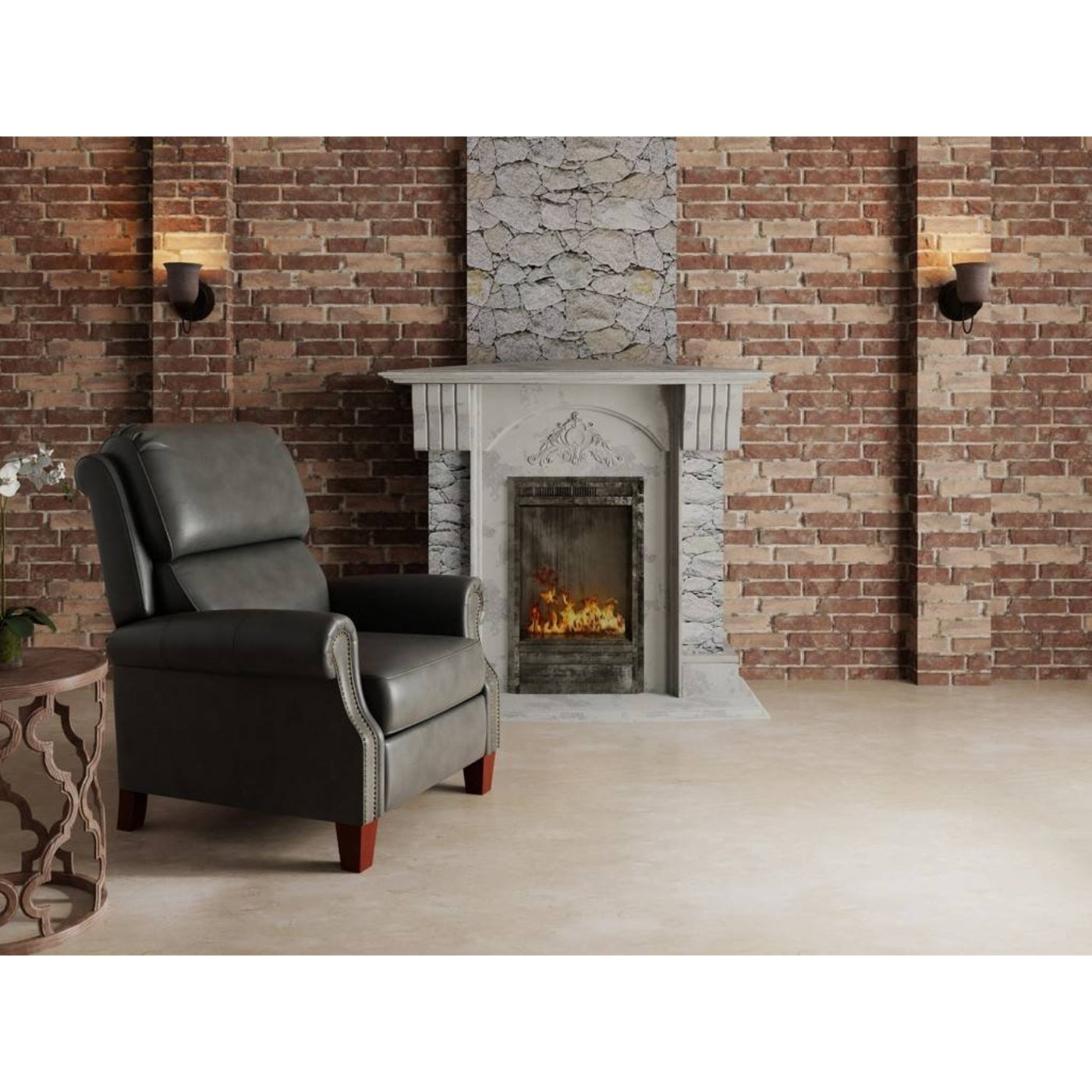 Sunset Trading Alexander Pushback Leather Recliner | Dark Gray -  SY-689-86-9307-97