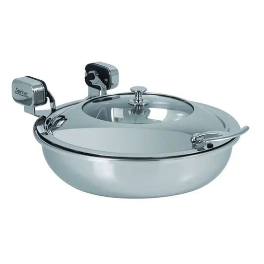 Spring USA 2472-6/36 Vision, Glass Top Buffet Server, 36cm, Sauteuse, Stainless Steel w/All Angle Axle, 15-1/4", 4 Quart - SP2472636