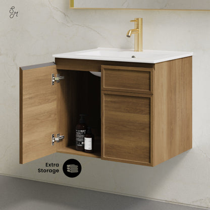 Swiss Madison St. Tropez 24" Wall-Mounted Bathroom Vanity in Brown Oak with Sink Top - SM-BV0819BO