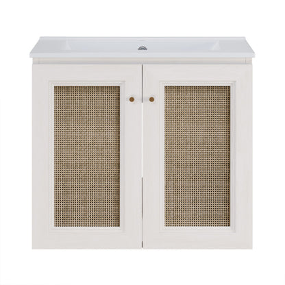 Swiss Madison Classe 24" Wall-Mounted Bathroom Vanity in White Oak with Single Faucet Hole Vanity Top - SM-BV2807WO