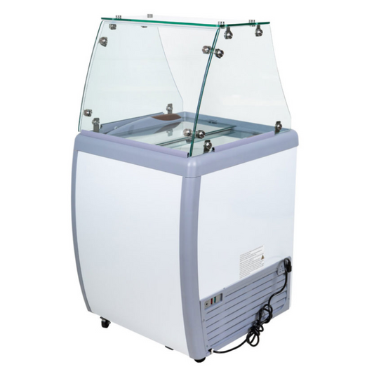 Chef AAA , Commercial 26" Glass Door Ice Cream Dipping Chest Freezer Display and Sneeze Guard - FR-CN-0160-S