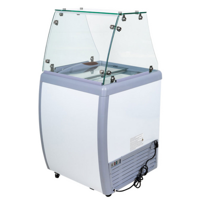 Chef AAA , Commercial 26" Glass Door Ice Cream Dipping Chest Freezer Display and Sneeze Guard - FR-CN-0160-S