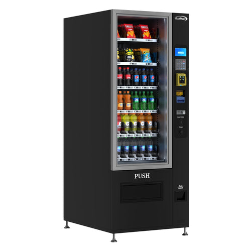 KOOLMORE KMVMR30BR Refrigerated Snack and Drink Vending Machine with 36 Slots Featuring Credit Card Reader and Bill Acceptor in Black (KM-VMR-30-BR)