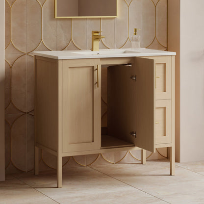 Swiss Madison Forme 36" Modular Freestanding Bathroom Vanity with Sink Top in Natural Oak - SM-BV10101NO-W1