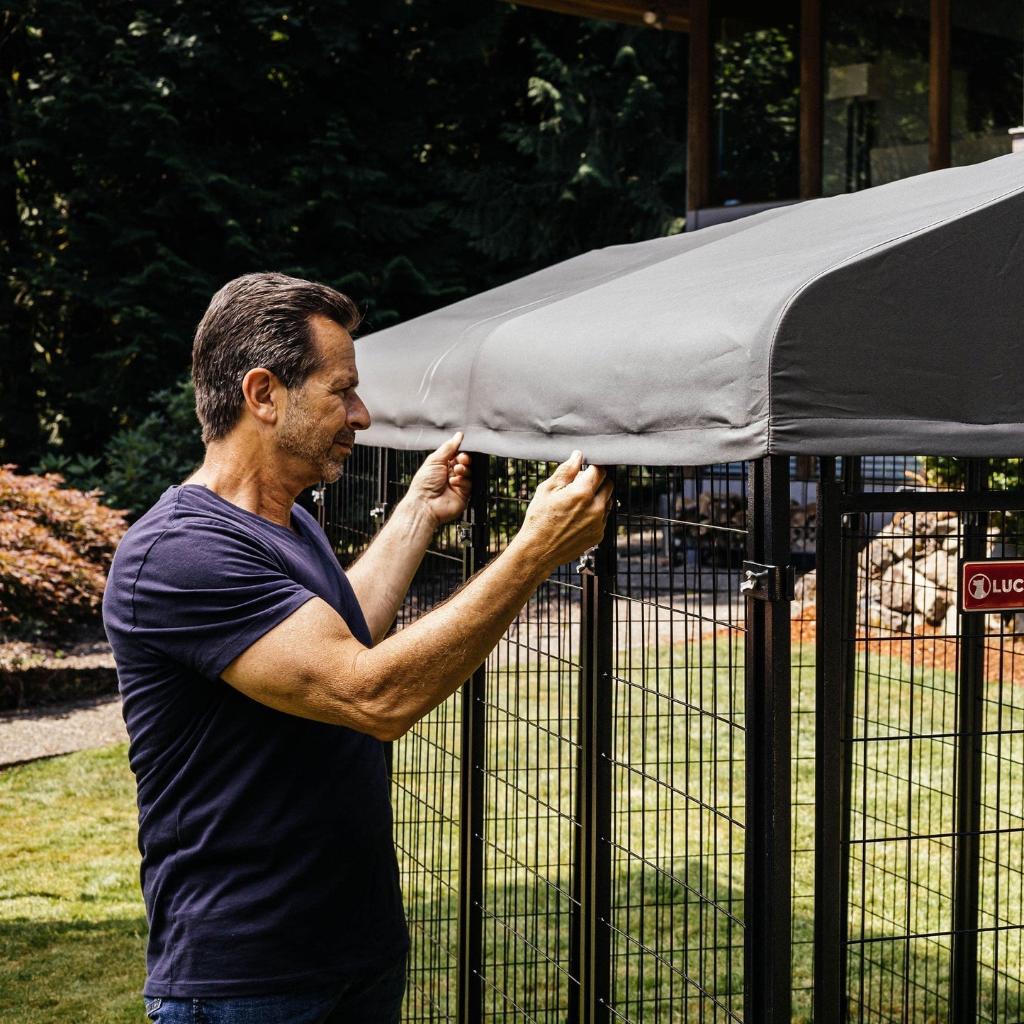 Lucky Dog STAY Series 8 x 8 x 6 Foot Roofed Steel Frame Executive Dog Kennel - 268968