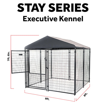 Lucky Dog STAY Series 8 x 8 x 6 Foot Roofed Steel Frame Executive Dog Kennel - 268968