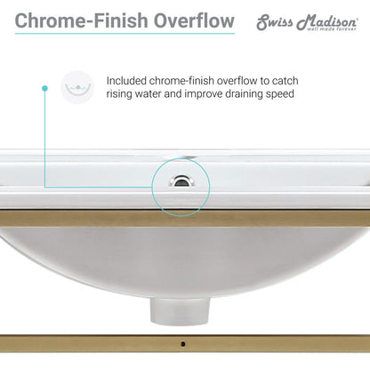 Swiss Madison Pierre 48 Single, Open Shelf, Gold Metal Frame Bathroom Vanity - SM-BV554G