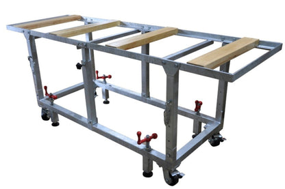 Weha 27" Adjustable Height Galvanized Fabrication Work Table with 4 Levelers / Stabilizers - 140467