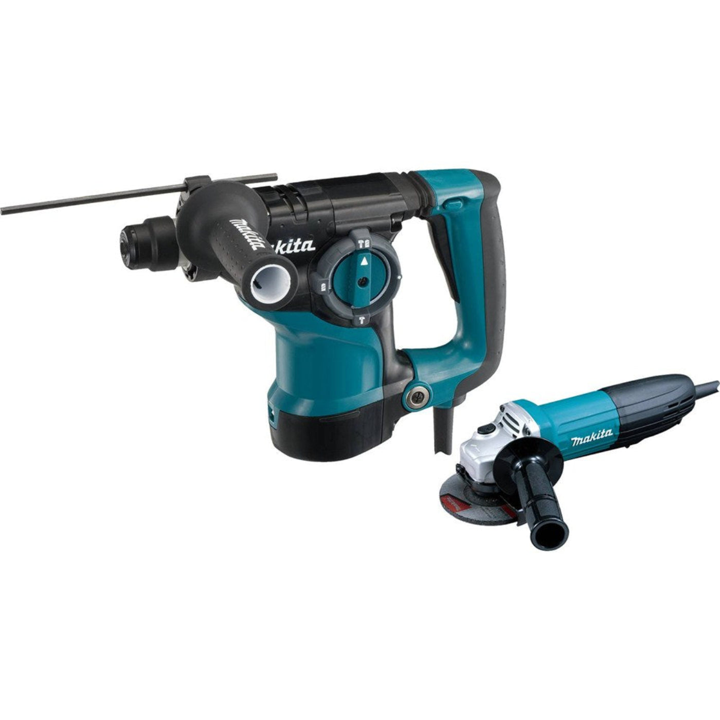 Makita HR2811FX 1-1/8" Rotary Hammer, accepts SDS-PLUS bits, 3-mode and 4-1/2" Angle Grinder - HR2811FX
