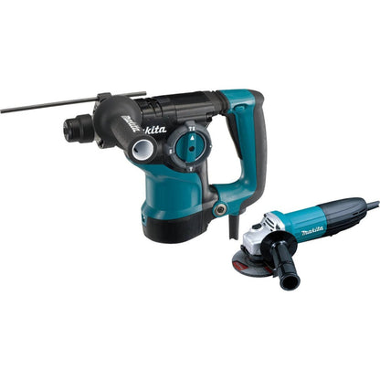 Makita HR2811FX 1-1/8" Rotary Hammer, accepts SDS-PLUS bits, 3-mode and 4-1/2" Angle Grinder - HR2811FX