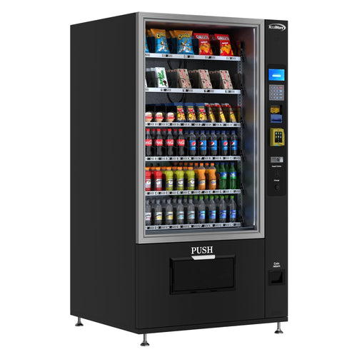 KOOLMORE KMVMR40BCR Refrigerated Snack and Drink Vending Machine with 60 Slots, Credit Card Reader and Coin/Bill Acceptor in Black (KM-VMR-40-BCR)