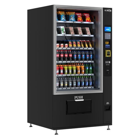KOOLMORE KMVMR40BCR Refrigerated Snack and Drink Vending Machine with 60 Slots, Credit Card Reader and Coin/Bill Acceptor in Black (KM-VMR-40-BCR)