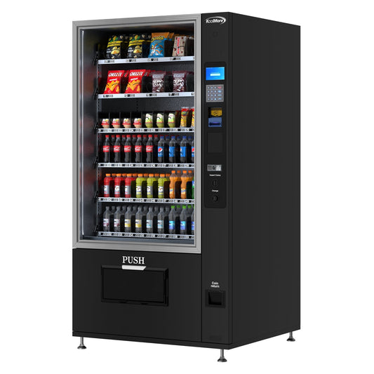 KOOLMORE KMVMR40BC Refrigerated Snack and Drink Vending Machine with 60 Slots and Coin/Bill Acceptor in Black (KM-VMR-40-BC)