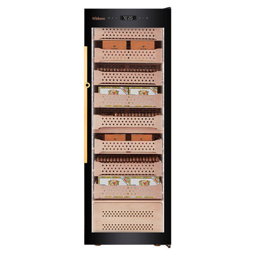 Afidano 1500 Count Cigar Humidor Cabinet Exterior in Steel, Temperature and Humidity Control with Touch Panel - JC-272A2