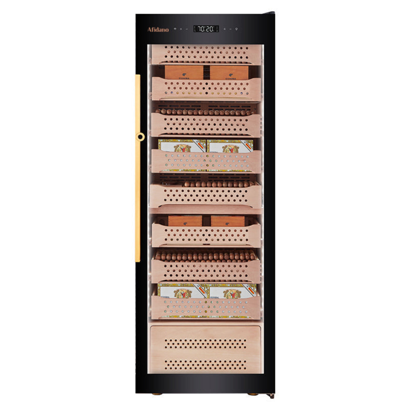 Afidano 1500 Count Cigar Humidor Cabinet Exterior in Steel, Temperature and Humidity Control with Touch Panel - JC-272A2