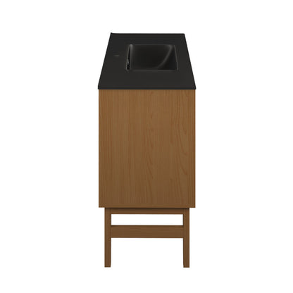 Swiss Madison Bosse 36" Freestanding Bathroom Vanity in Brown Oak with Black Sink Top - SM-BV8802BOMB