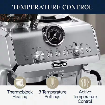 De'Longhi La Specialista Arte Evo Espresso Machine with Cold Brew in Silver (EC9255M)