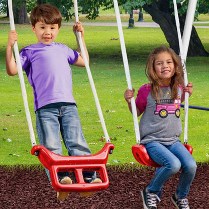 XDP Recreation Freedom Fun Play Swing Set w/See Saw, Super Disc, Swings, & Slide - 285487