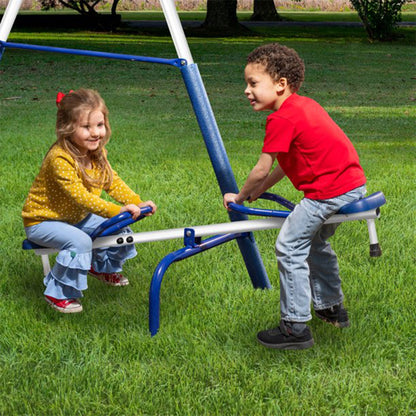 XDP Recreation Freedom Fun Play Swing Set w/See Saw, Super Disc, Swings, & Slide - 285487