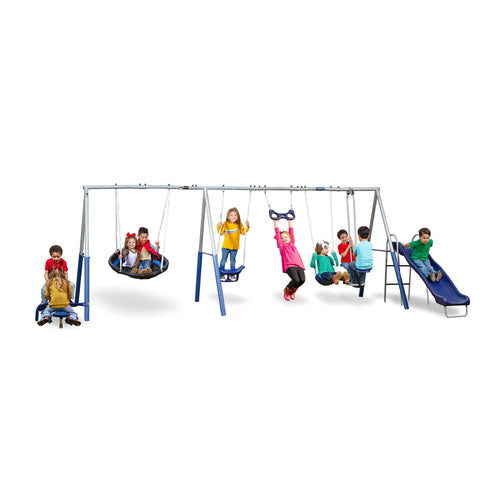 XDP Recreation Fun Swing Set w/See Saw, Super Disc, Swings, & Slide (For Parts) - 306311