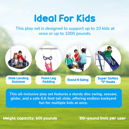 XDP Recreation Fun Swing Set w/See Saw, Super Disc, Swings, & Slide (For Parts) - 306311