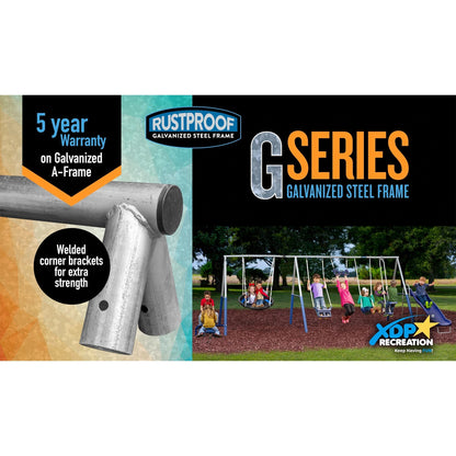 XDP Recreation Fun Swing Set w/See Saw, Super Disc, Swings, & Slide (For Parts) - 306311