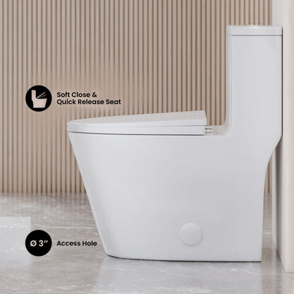Swiss Madison Dreux One-Piece 12" Rough-in 1.28 GPF Left Flush Elongated Toilet in Glossy White - SM-1T182