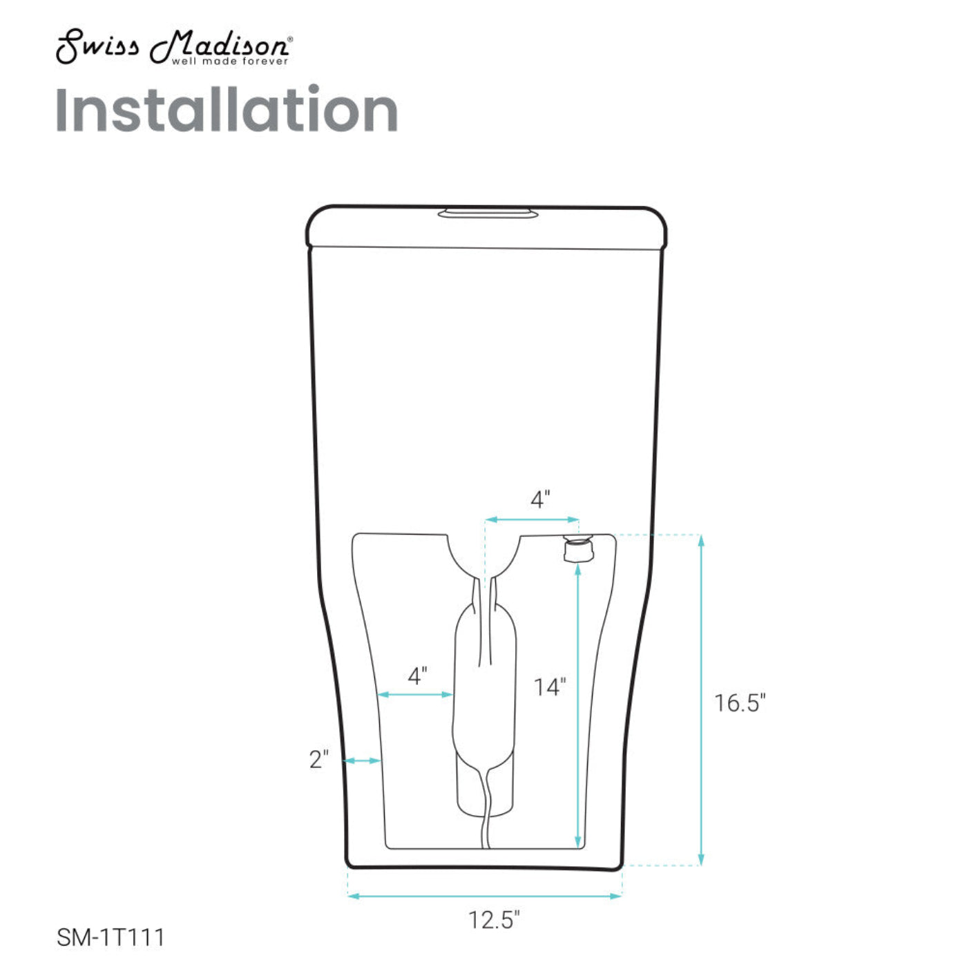 Swiss Madison Burdon One Piece Square Toilet Dual Flush 1.1/1.6 gpf (6-Pack) - SM-1T111-6