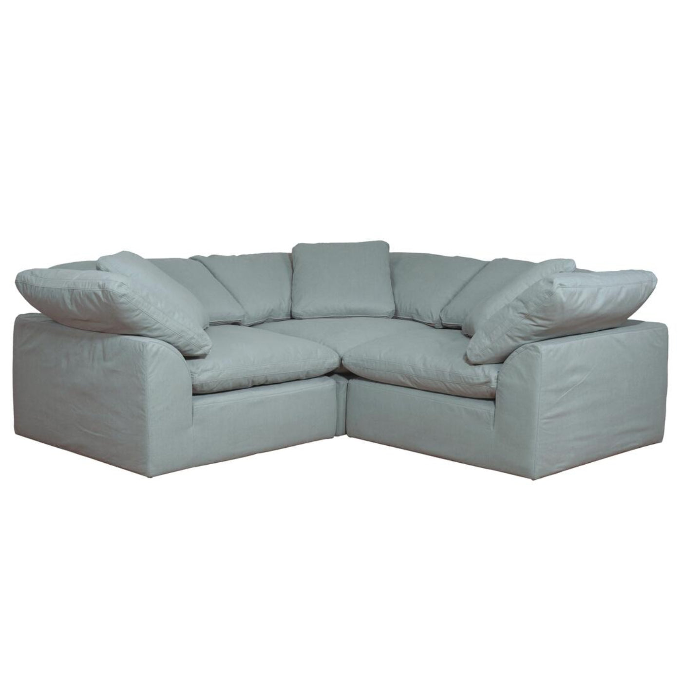Sunset Trading Cloud Puff 3 Piece 88" Wide Slipcovered Modular Sectional Small L Shaped Sofa - SU-1458-43-3C
