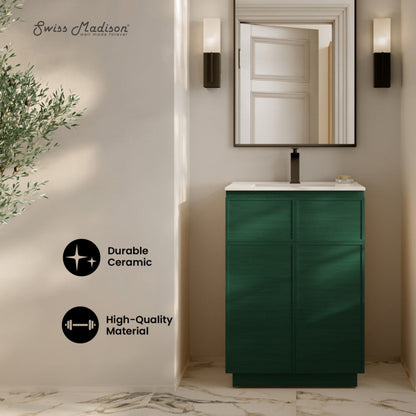 Swiss Madison St. Tropez 24" Freestanding Bathroom Vanity in Green Oak with Sink Top - SM-BV0801GA