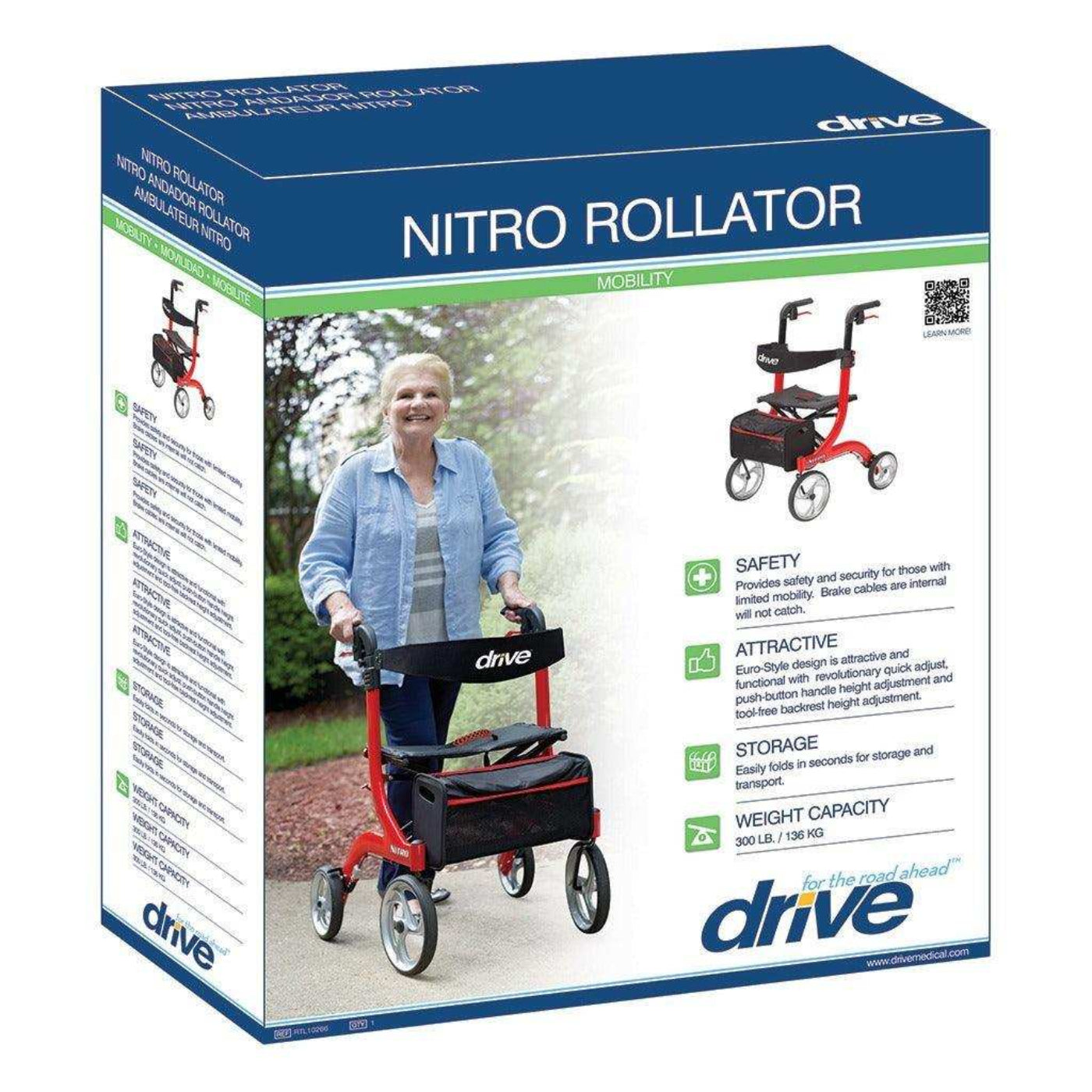 Drive Medical Nitro Euro Style Rollator Walker Heavy Duty - DM-10266HDBK