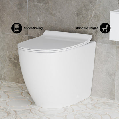 Swiss Madison St. Tropez Back-to-Wall Toilet Bundle 0.8/1.6 GPF Dual Flush in Glossy White with White Flush Plate - SM-WT0803GW