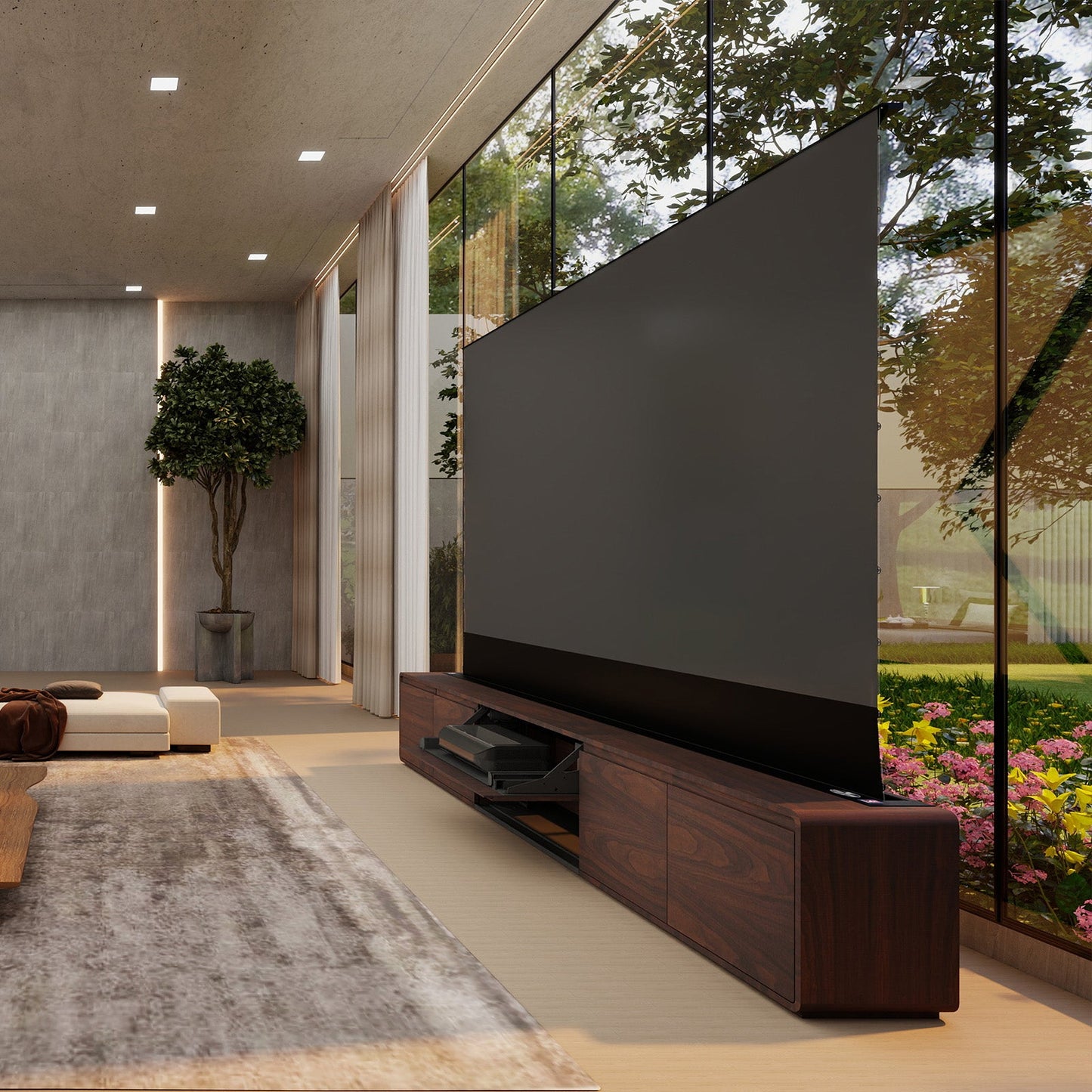 VIVIDSTORM Bundle-Projector&Screen&2025 New VIVIDSTORM Motorised Laser TV Cabinet Vienna - VC12VN100N-VSDSTUST100H