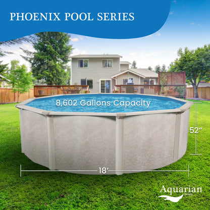 Aquarian Phoenix 18' x 52" Above Ground Swimming Pool w/Pump, Ladder & Hardware - 75182