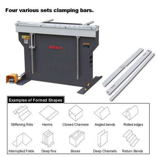 KAKA INDUSTRIAL Magnetic Pan and Box Brake, 48-Inch Electro Metal Brake Bender, 6-Ton 16-Gauge Box and Pan Brake, 220V Single Phase with Foot Pedal Control Siding Brake, Includes Clamp Bars EB-4816B - 173409