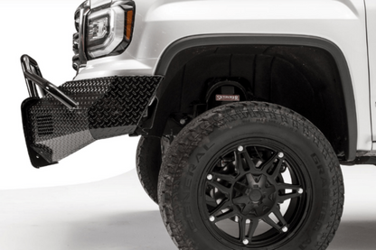 Fab Fours GM07-K2162-1 GMC Sierra 1500 2007-2013 Black Steel Front Bumper Pre-Runner Guard with Tow Hooks