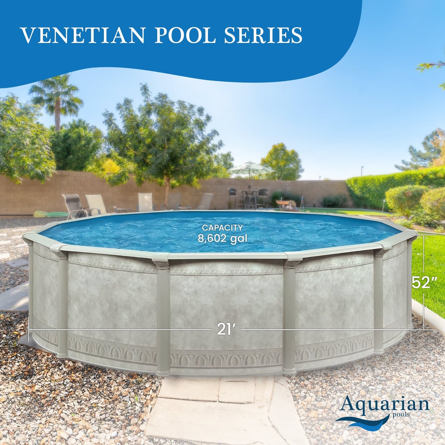 Aquarian Venetian 21' x 52" Above Ground Pool Kit with Liner, Skimmer, & Ladder - 99659
