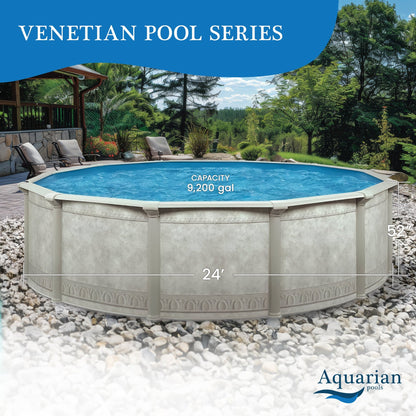 Aquarian Venetian 24ft x 52in Above Ground Swimming Pool with Liner and Skimmer - 99854