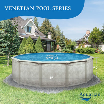 Aquarian Venetian 15' x 52" Round Frame Above Ground Swimming Pool without Liner - 97432