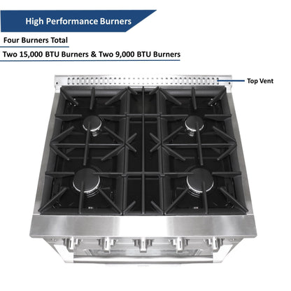 Awoco 30” Freestanding 4 Burners Range with 3.5 cu ft. Convection Oven and 2 Racks - JK30A1-T-NG