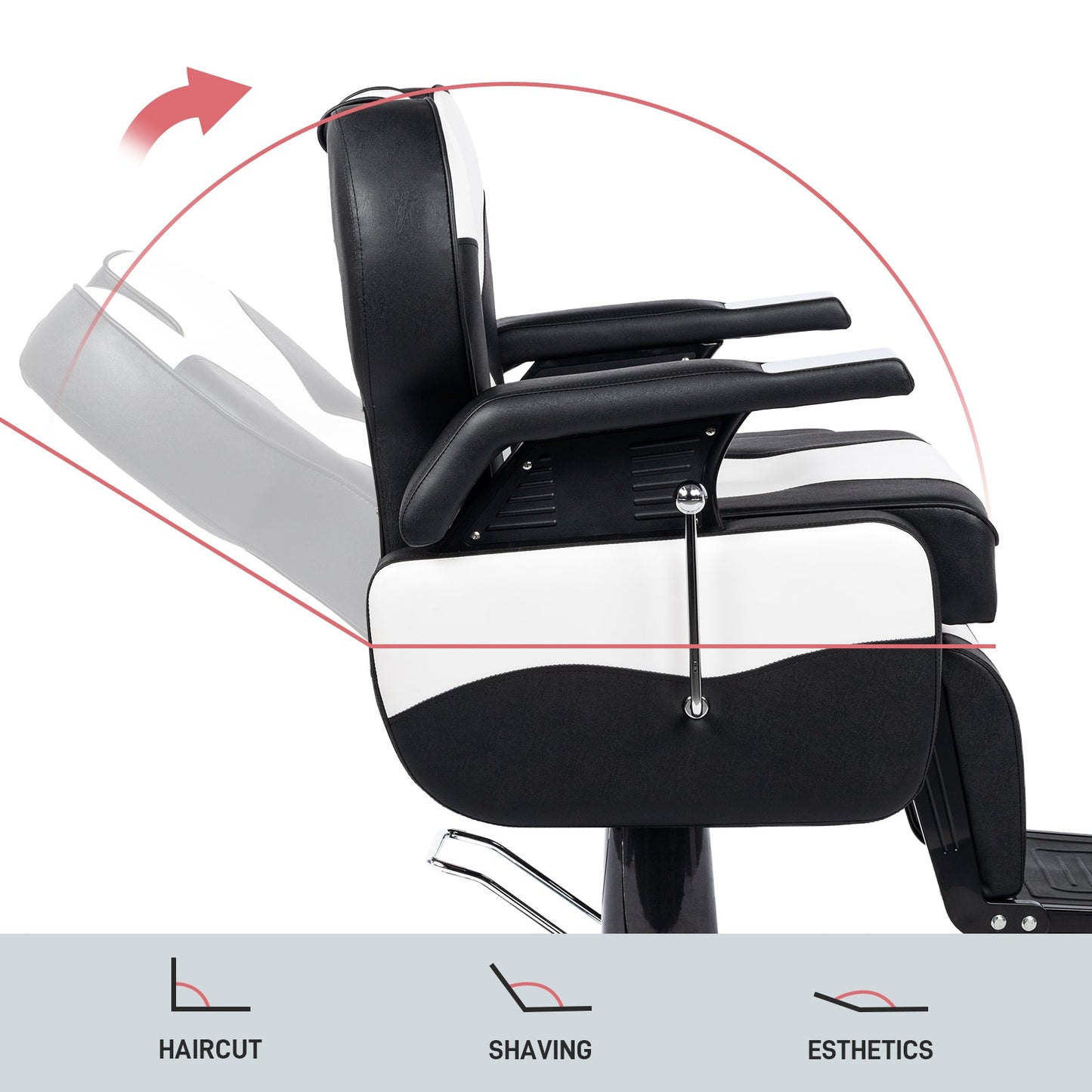 OmySalon BC1201 Classical Style Heavy Duty Hydraulic Reclining Barber Chair - G59000267