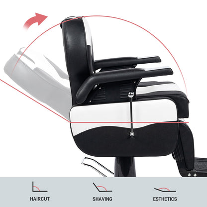OmySalon BC1201 Classical Style Heavy Duty Hydraulic Reclining Barber Chair - G59000267